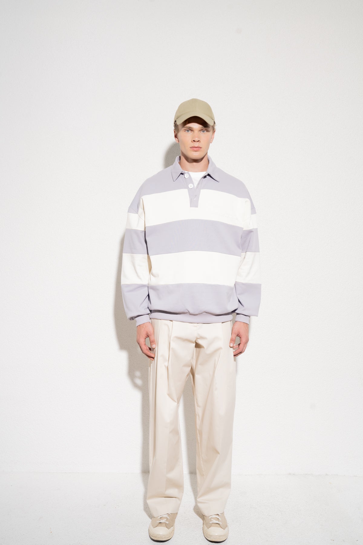SENG SWEATSHIRT - KIRIK BEYAZ / GRİ