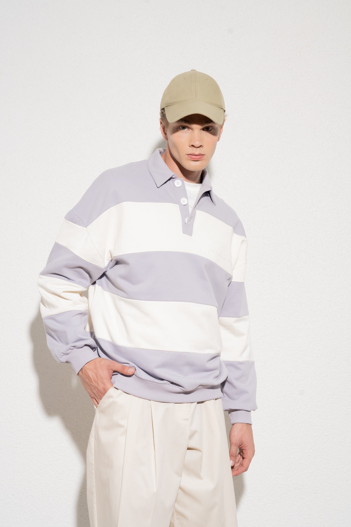 SENG SWEATSHIRT - KIRIK BEYAZ / GRİ