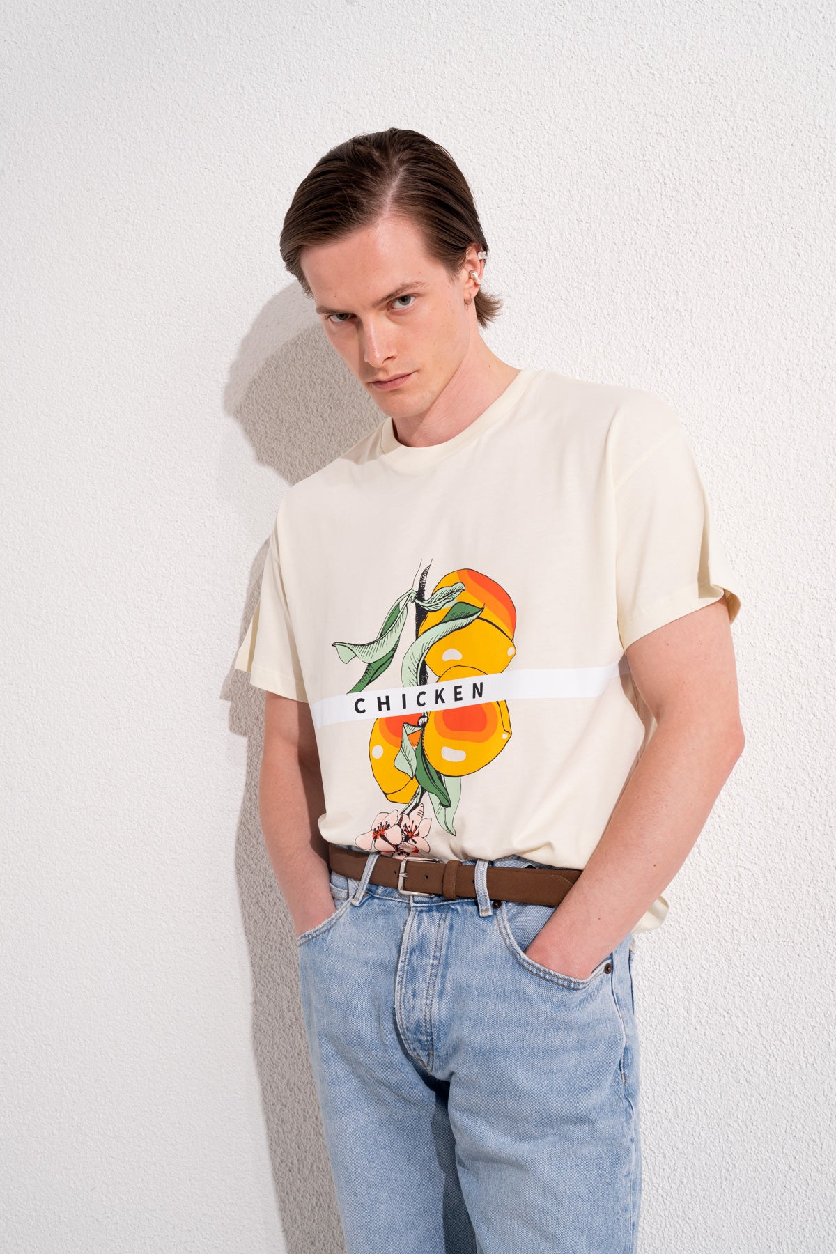CHICKEN T-SHIRT - BEYAZ