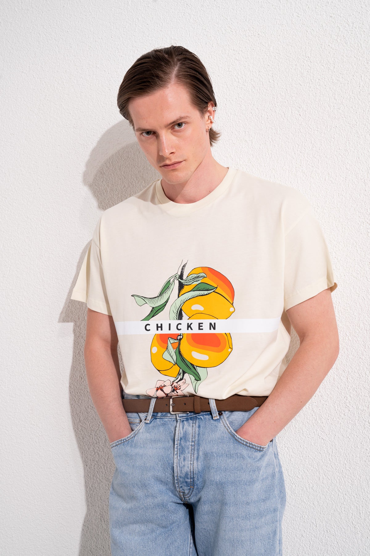 CHICKEN T-SHIRT - BEYAZ