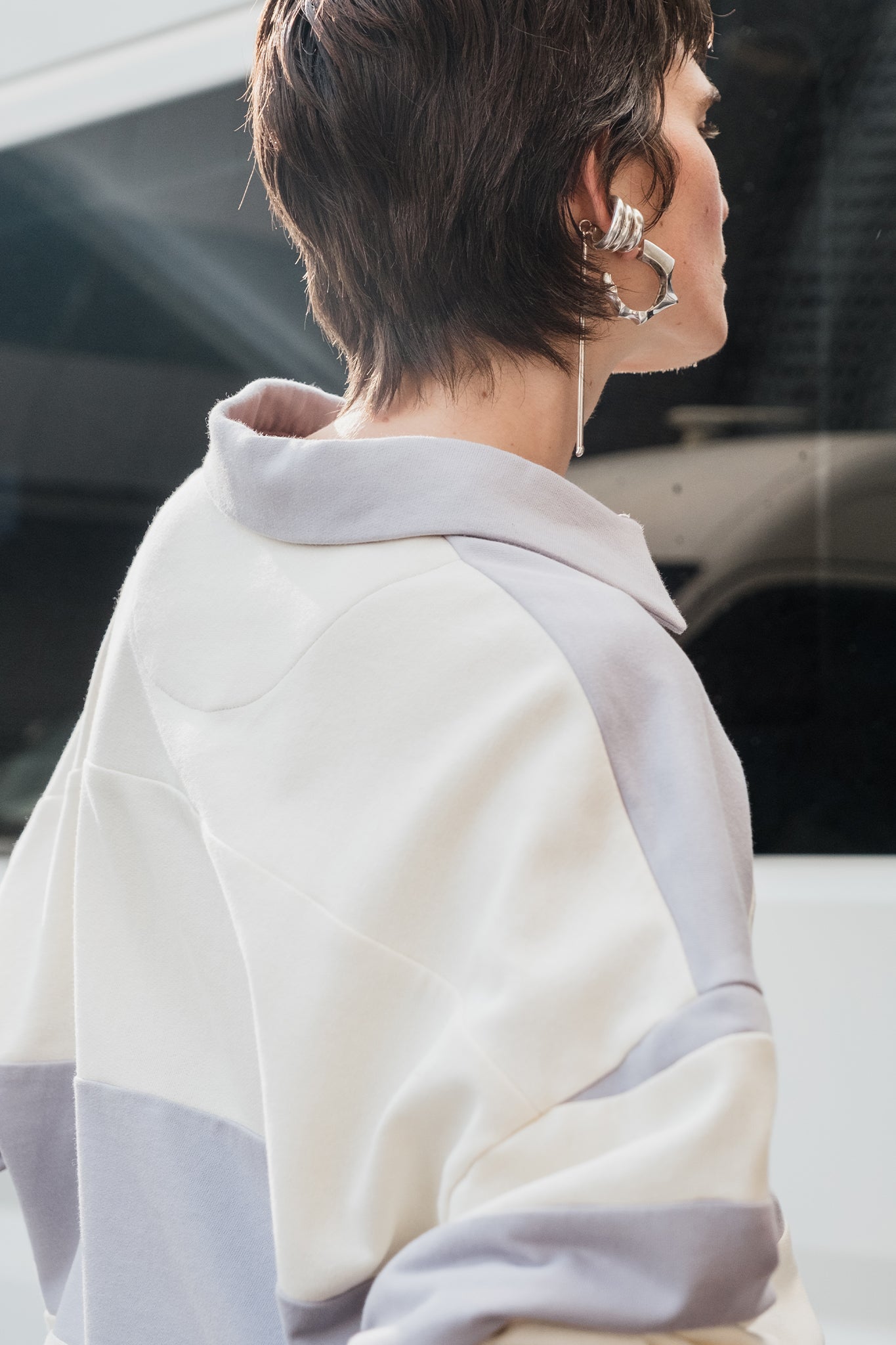 SENG SWEATSHIRT - KIRIK BEYAZ / GRİ